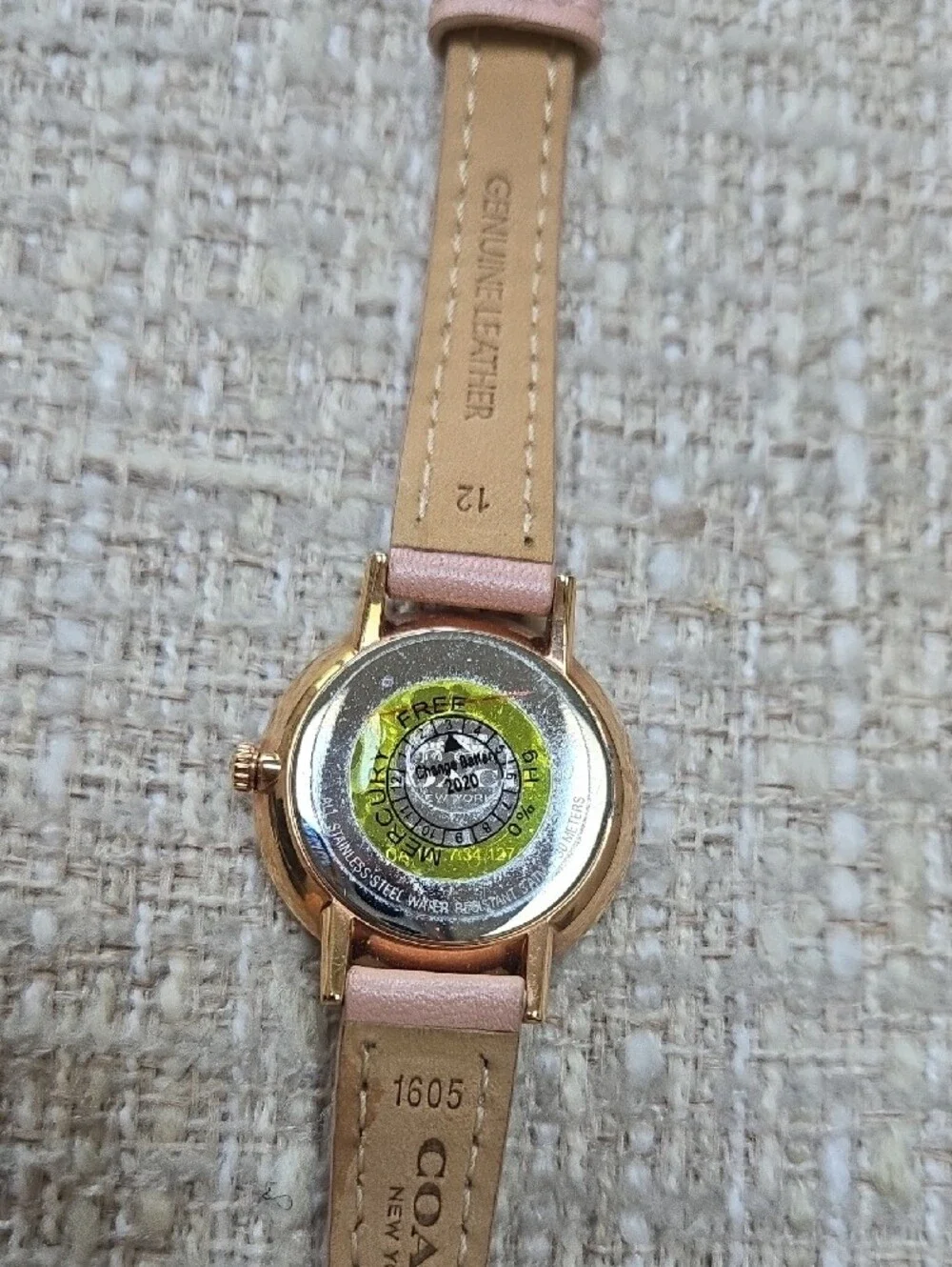 Coach Women's Pink Leather Strap w Rose Gold Metals Round Watch